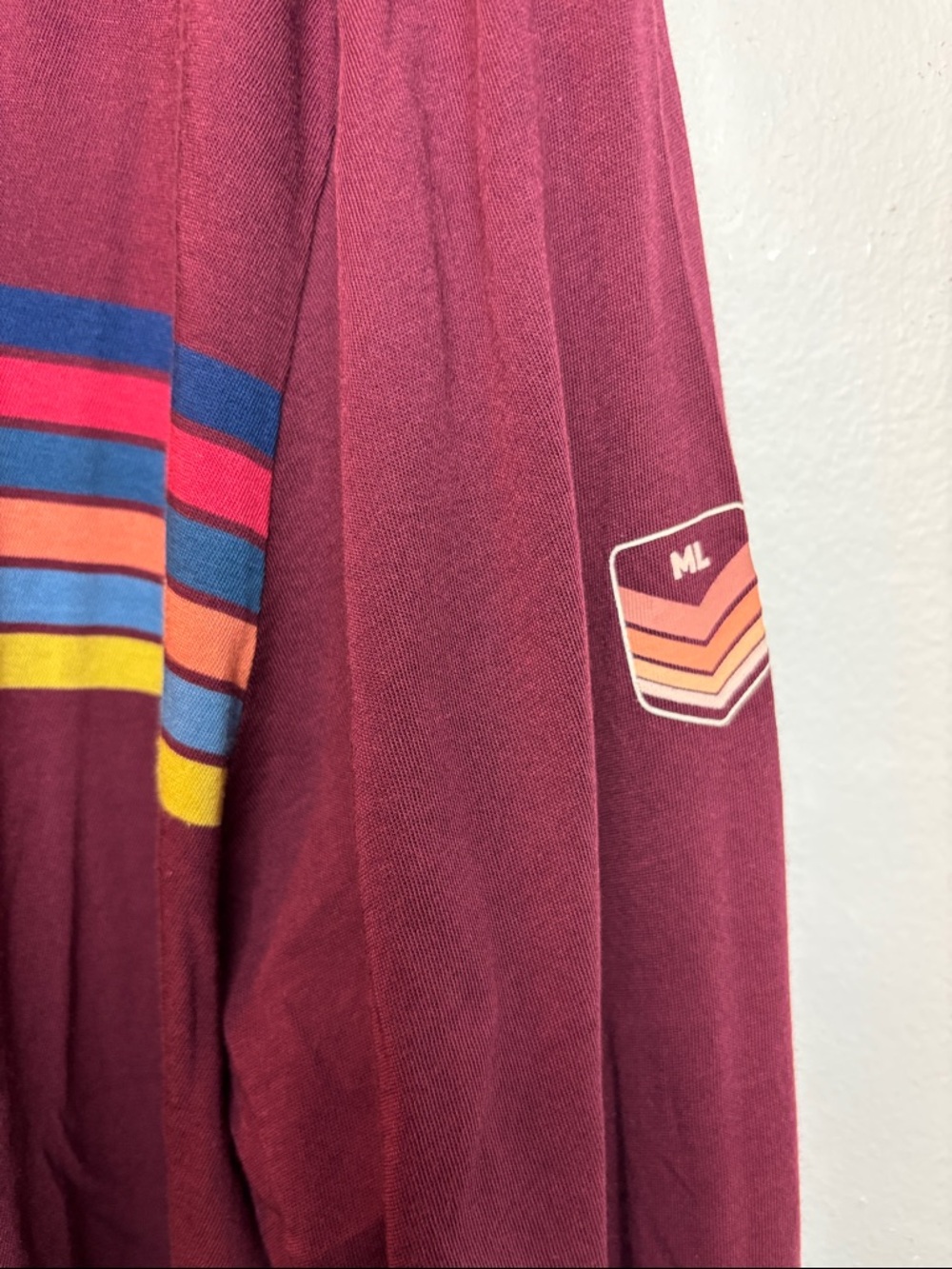 NWT Marine Layer Men's  XL Archive Chest Stripe Tee Tawny Port Long‎ Sleeve Crew - Picture 5 of 6
